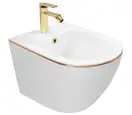 Подвесное биде REA CARLO MINI WHITE GOLD EDGE белое (REA-C6990)