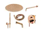 Душевая система с изливом REA LUNGO ROSE GOLD + BOX скрытого монтажа (REA-P6610)