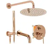 Душевая система с изливом REA LUNGO ROSE GOLD + BOX скрытого монтажа (REA-P6610)