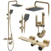 Душевой гарнитур REA HELIX BRUSHED GOLD с изливом (REA-P6621)