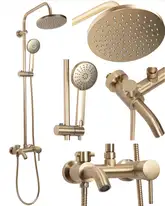 Душевой гарнитур REA LUIS BRUSHED GOLD с изливом (REA-P7051)