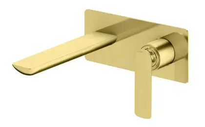 Змішувач для раковини (умивальника) KOHLMAN EXPERIENCE BRUSHED GOLD + BOX прихованого монтажу (QW185E-GDB)