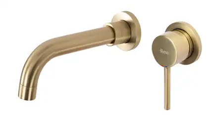 Смеситель для раковины (умывальника) REA LUNGO LONG BRUSHED GOLD + BOX скрытого монтажа (REA-B4109)