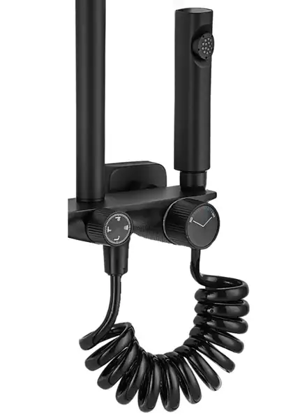 Душевой гарнитур REA HELIX BLACK с изливом (REA-P6618) Душевой гарнитур REA HELIX BLACK с изливом (REA-P6618)