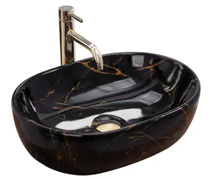 Умивальник (раковина) REA AMELIA BLACK MARBLE SHINY накладний чорний (REA-U8000) Умивальник (раковина) REA AMELIA BLACK MARBLE SHINY накладний чорний (REA-U8000)