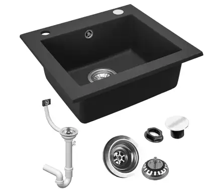 Гранитная кухонная мойка REA WEST BLACK METALIC (ZLE-00121) Гранитная кухонная мойка REA WEST BLACK METALIC (ZLE-00121)