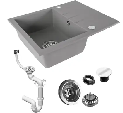 Гранитная кухонная мойка REA NORTH GREY серая (ZLE-00128) Гранитная кухонная мойка REA NORTH GREY серая (ZLE-00128)