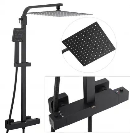 Душевой гарнитур Yoka GOBA 30 BLACK черный с термостатом (BP.GOBA-THERM-30-BLK) Душевой гарнитур Yoka GOBA 30 BLACK черный с термостатом (BP.GOBA-THERM-30-BLK)