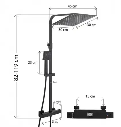 Душевой гарнитур Yoka GOBA 30 BLACK черный с термостатом (BP.GOBA-THERM-30-BLK) Душевой гарнитур Yoka GOBA 30 BLACK черный с термостатом (BP.GOBA-THERM-30-BLK)