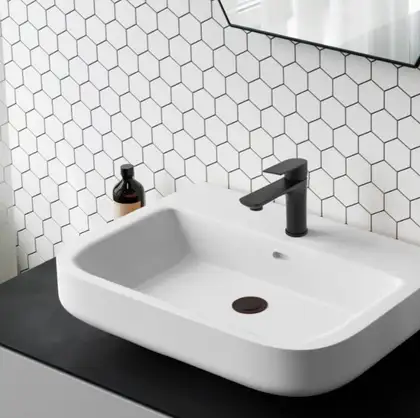 Змішувач для раковини (умивальника) Yoka HUMA 24 BLACK чорний низький (BU.HUMA-24-BLK)