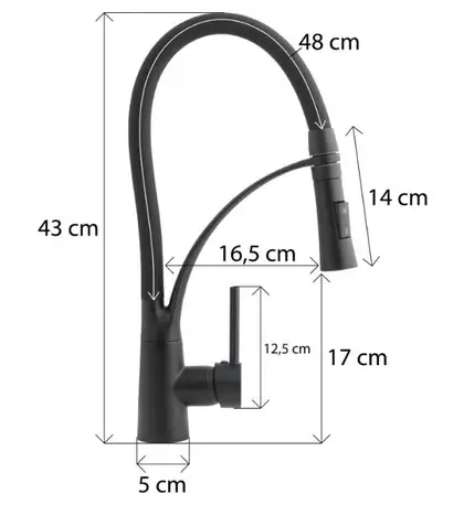Смеситель для кухни Yoka ZEFIR BLACK черный (BZ.ZEFIR-BLK)