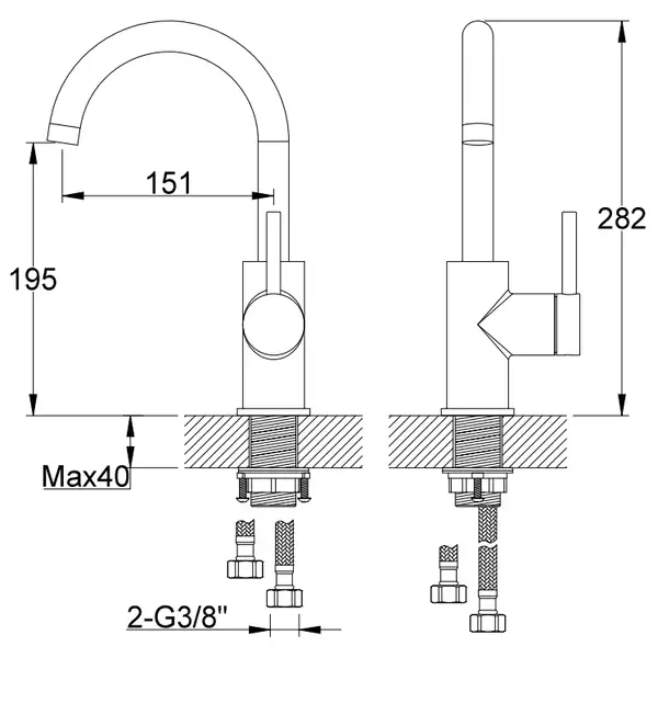 Смеситель для кухни KOHLMAN AXEL CHROME (QB150A) Смеситель для кухни KOHLMAN AXEL CHROME (QB150A)