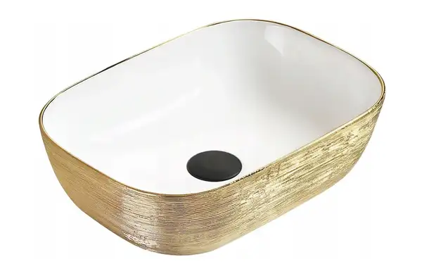 Умывальник (раковина) MEXEN RITA BRUSHED GOLD WHITE накладной (MEX-21084553)