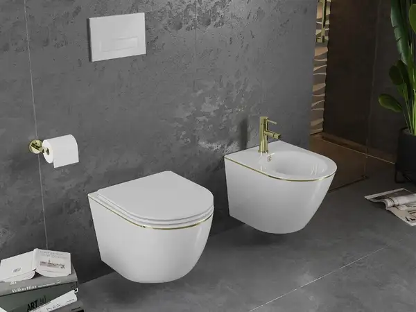 Подвесное биде MEXEN LENA WHITE GOLD EDGE (MEX-35224805)