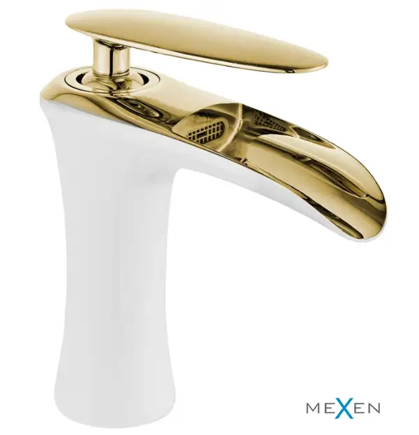 Смеситель для раковины MEXEN LYRA WHITE GOLD низкий (MEX-745300-25) Смеситель для раковины MEXEN LYRA WHITE GOLD низкий (MEX-745300-25)
