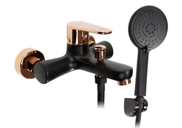 Смеситель для ванны и душа REA MILD BLACK ROSE GOLD черный\розовое золото (REA-B4813)