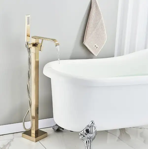 Смеситель для ванны REA CARAT BRUSHED GOLD золотой матовый напольный (REA-B6522) Смеситель для ванны REA CARAT BRUSHED GOLD золотой матовый напольный (REA-B6522)