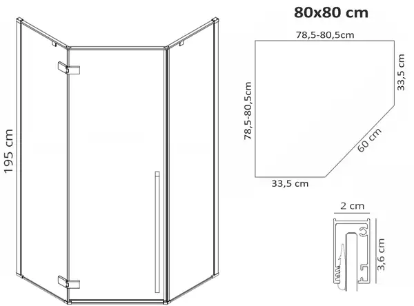 Душова кабіна REA DIAMOND GOLD 80*80 (REA-K6615)
