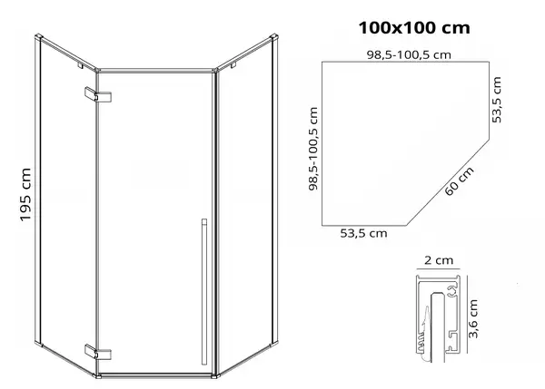 Душевая кабина REA DIAMOND GOLD 100*100 (REA-K6616)