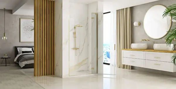 Душевая дверь REA HUGO BRUSHED GOLD 90 (REA-K8411)