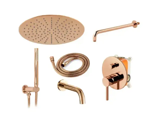 Душевая система с изливом REA LUNGO ROSE GOLD + BOX скрытого монтажа (REA-P6610) Душевая система с изливом REA LUNGO ROSE GOLD + BOX скрытого монтажа (REA-P6610)