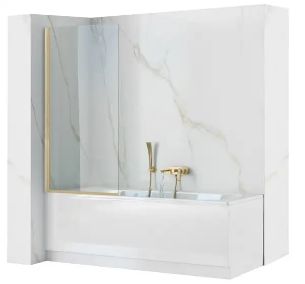 Шторка для ванны REA ELEGANT BRUSHED GOLD 70 постоянная (REA-W6600)
