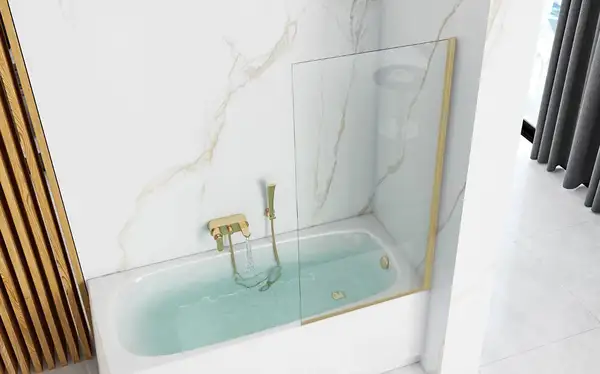 Шторка для ванны REA ELEGANT BRUSHED GOLD 70 постоянная (REA-W6600)