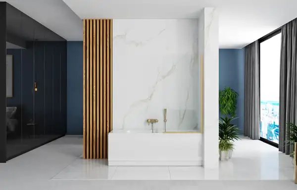 Шторка для ванны REA ELEGANT BRUSHED GOLD 80 постоянная (REA-W6601)