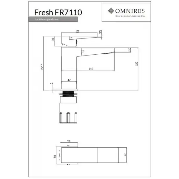 змішувач для умивальника Omnires Fresh chrome (FR7110CR) (17185)