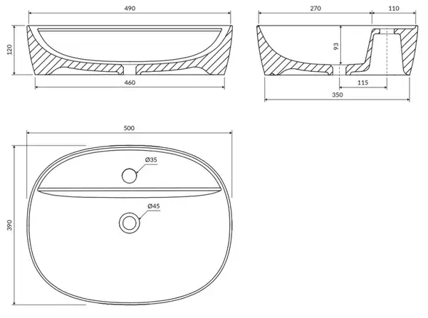 умывальник Omnires Atlanta 50x39 white (ATLANTA505BP)