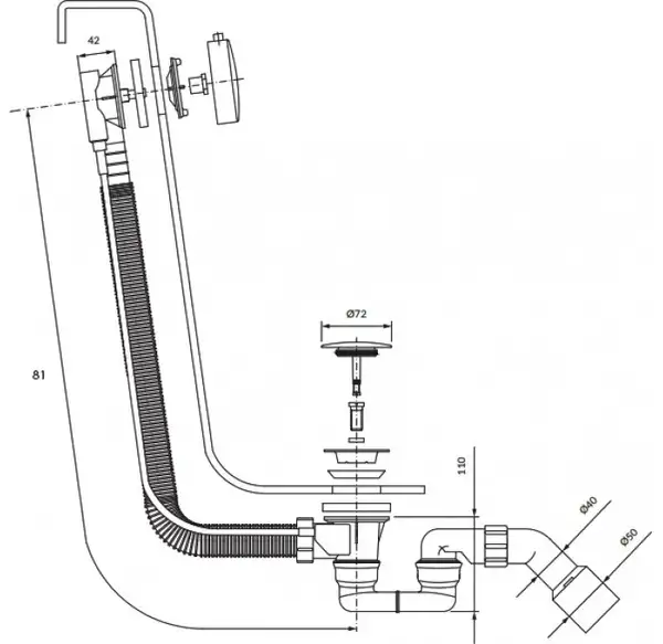 сифон для ванны Omnires CGS (TK132-PLUS-3.35+64-SBP)