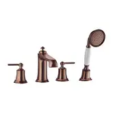 смеситель для ванны на 4 отверстия Omnires Armance antique copper, с термостатом (AM5232ORB)