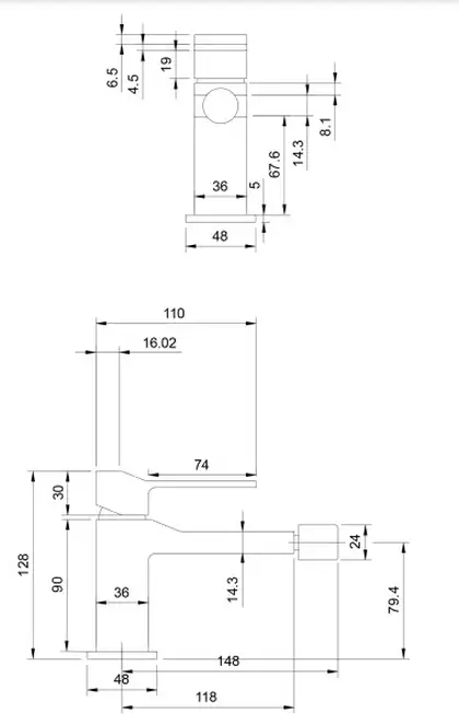 змішувач для біде Omnires Slide graphite (SL7720GR) змішувач для біде Omnires Slide graphite (SL7720GR)