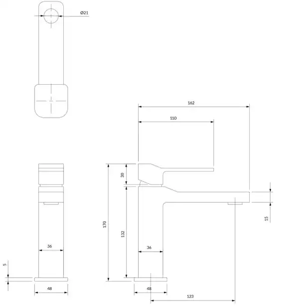 змішувач для умивальника Omnires Slide graphite (SL7710GR)