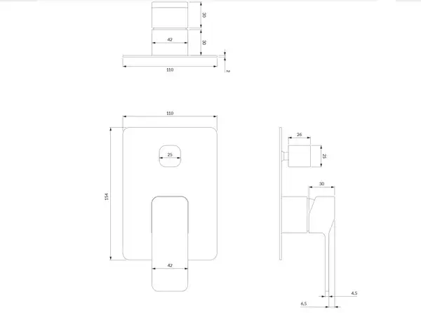 змішувач для ванни та душу Omnires Slide прихованого монтажу graphite (SL7735GR)