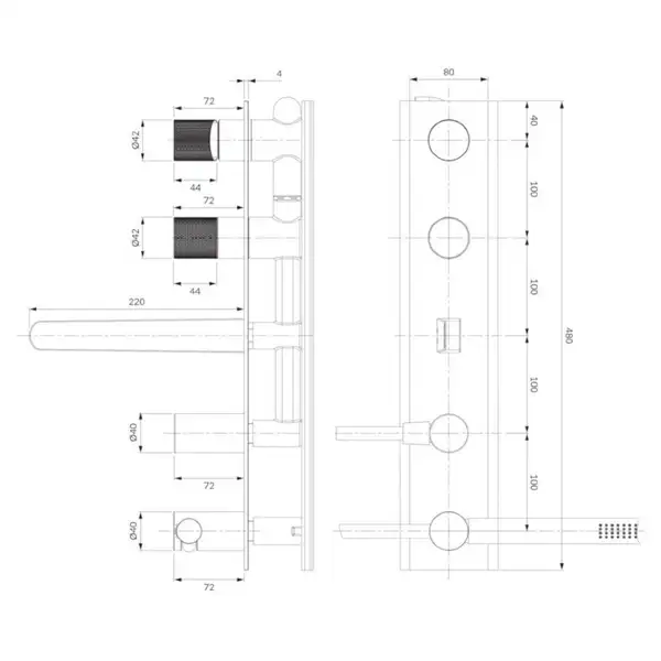 змішувач для ванни Omnires Contour прихованого монтажу, antracite (CT8037/1AT) змішувач для ванни Omnires Contour прихованого монтажу, antracite (CT8037/1AT)