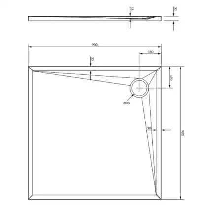 піддон Omnires Stone 90x90 (STONE90/KBL)