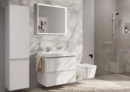 Змішувач для раковини 110 Fine CoolStart EcoSmart+ Hansgrohe Tecturis E (колір - білий матовий), з донним клапаном 73023700