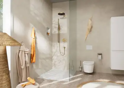 Верхний душ Ø260 мм Hansgrohe Pulsify S, 1 вид струи (цвет - шлифованная бронза) 24140140