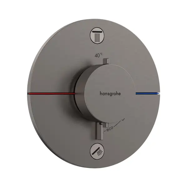 Термостат на 2 потребителя со встроенной защитной комбинацией EN 1717 Hansgrohe ShowerSelect Comfort S (цвет - матовый чёрный хром) 15556340