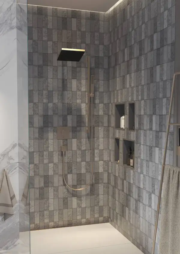 Термостат на 2 потребителя со встроенной защитной комбинацией EN 1717 Hansgrohe ShowerSelect Comfort E (цвет - шлифованная бронза) 15578140