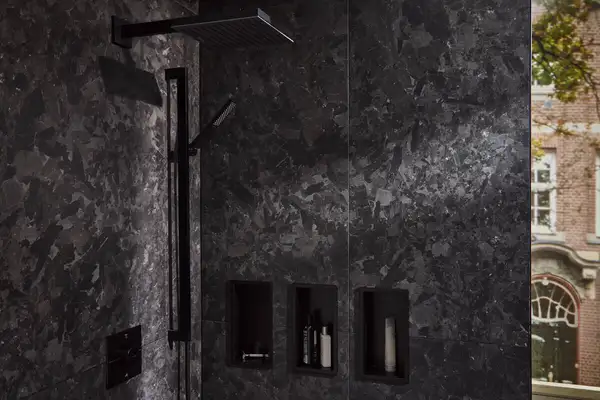 Термостат на 2 потребителя со встроенной защитной комбинацией EN 1717 Hansgrohe ShowerSelect Comfort E (цвет - чёрный матовый) 15578670