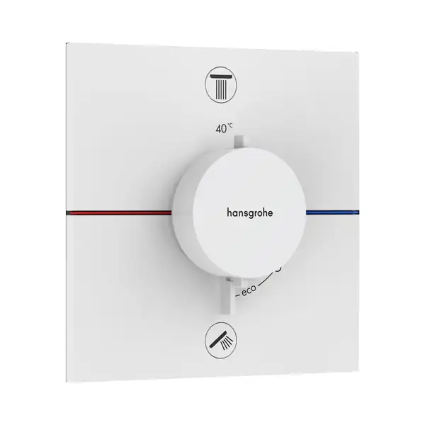 Термостат на 2 потребителя со встроенной защитной комбинацией EN 1717 Hansgrohe ShowerSelect Comfort E (цвет - белый матовый) 15578700