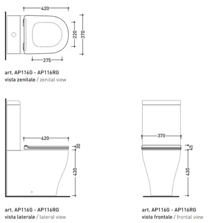 Кришка для унітазу Flaminia APP 42x37 h2.5 cм, slim short soft-closing, Carbone (APCW07) (APCW07CAR)