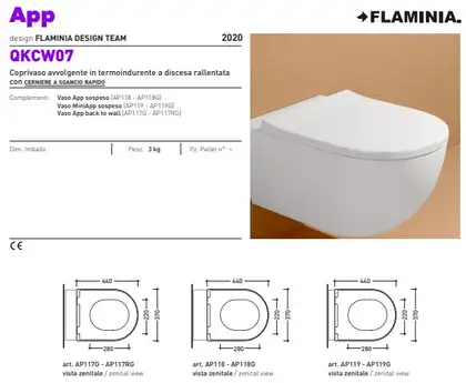 Кришка для унітазу Flaminia APP Quick 44.5x36 h2.8 cм, Cenere (QKCW07) (QKCW07CEN) Кришка для унітазу Flaminia APP Quick 44.5x36 h2.8 cм, Cenere (QKCW07) (QKCW07CEN)