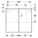 Зеркальный шкафчик 75 см, с подсветкой Geberit Option (500.205.00.1)