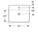 Geberit VariForm Умивальник вбудований, прямокутний, білий (500.741.01.2)