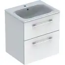 Geberit SELNOVA Square комплект: умывальник встроенный Slim Rim, с тумбой 58,8*50,2см, с 2мя ящиками, цвет белый глянец (501.236.00.1)