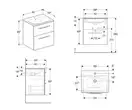Geberit SELNOVA Square комплект: умывальник встроенный Slim Rim, с тумбой 58,8*50,2см, с 2мя ящиками, цвет белый глянец (501.236.00.1)