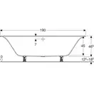 Ванна акриловая 190 х 90 х h46,5 см Geberit Soana, slim rim, Duo в комплекте с ножками 554.005.01.1